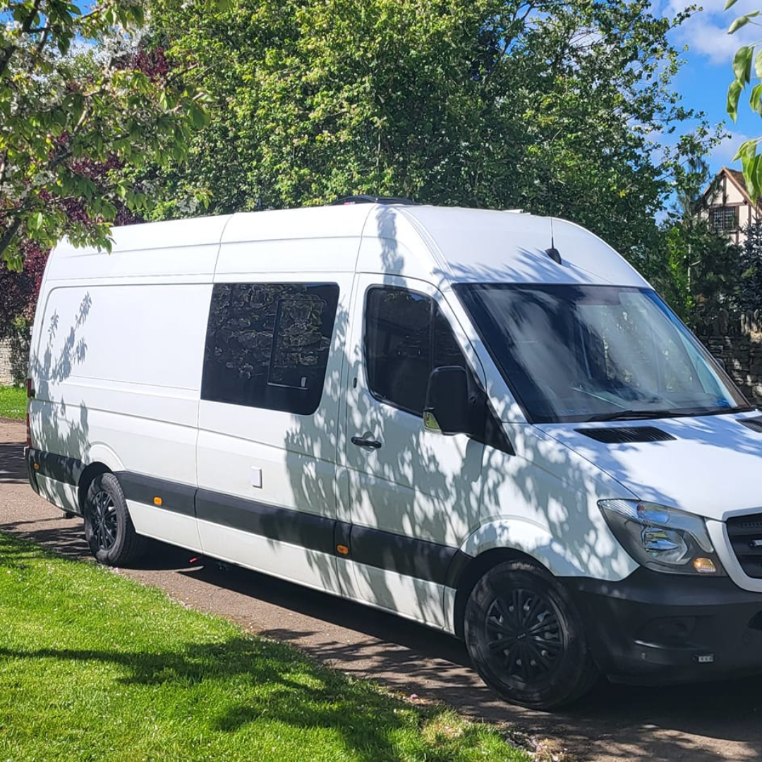 White Mercedes Sprinter before its exterior colour change