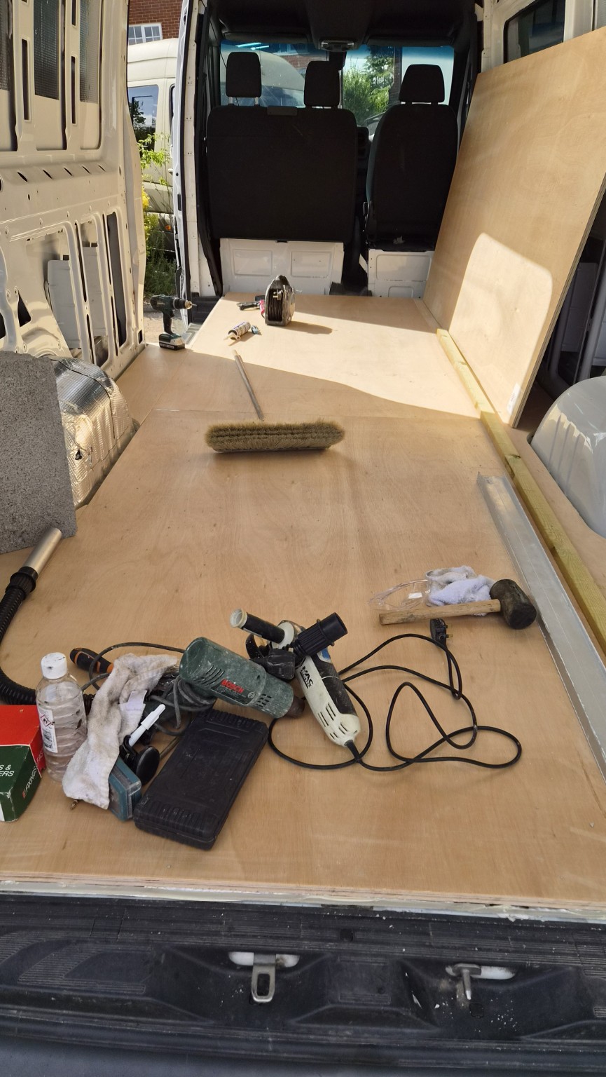 A Mercedes Sprinter being hand-converted